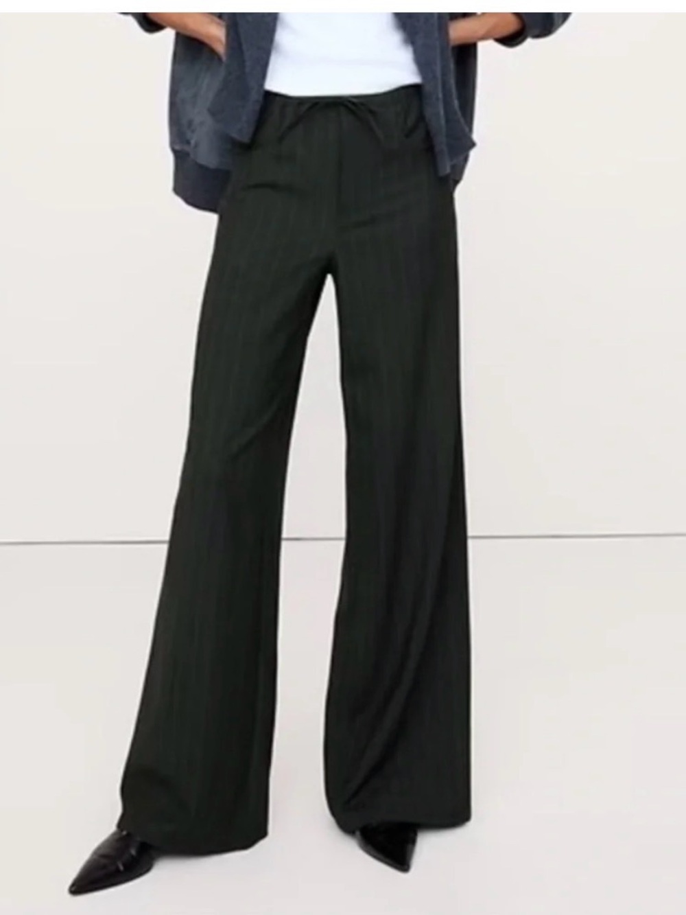 NWT Banana Republic Multi Striped Wide Leg Flannel Drawstring Pant Sz XS/P.